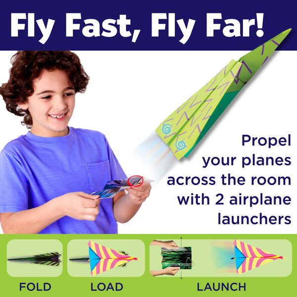 Creativity for Kids: Stunt Squadron Neon Glow Paper Airplanes - Ages 6+