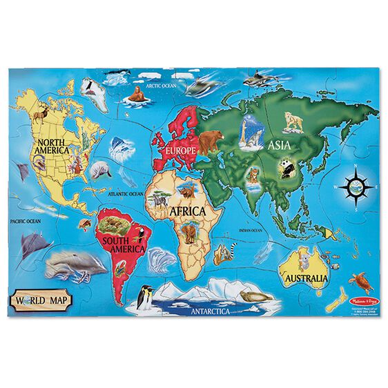 MD: World Map Floor Puzzle: 33pcs - Ages 3+