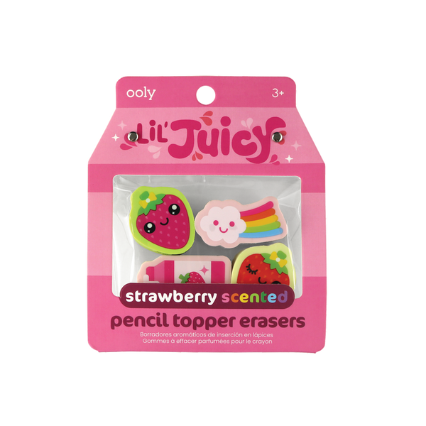 Lil' Juicy: 4 Scented Pencil Topper Erasers - Ages 3+