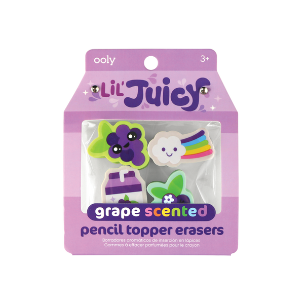 Lil' Juicy: 4 Scented Pencil Topper Erasers - Ages 3+