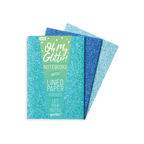 Oh My Glitter! 3 Notebooks with Lined Paper: Blues - Ages 6+