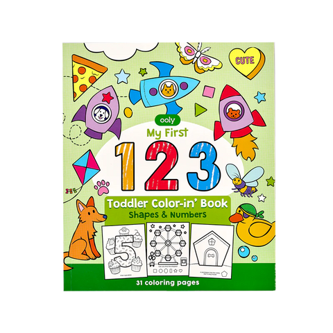 AB: Color-in' Book: My First 123 Toddler Shapes & Numbers - Ages 3+
