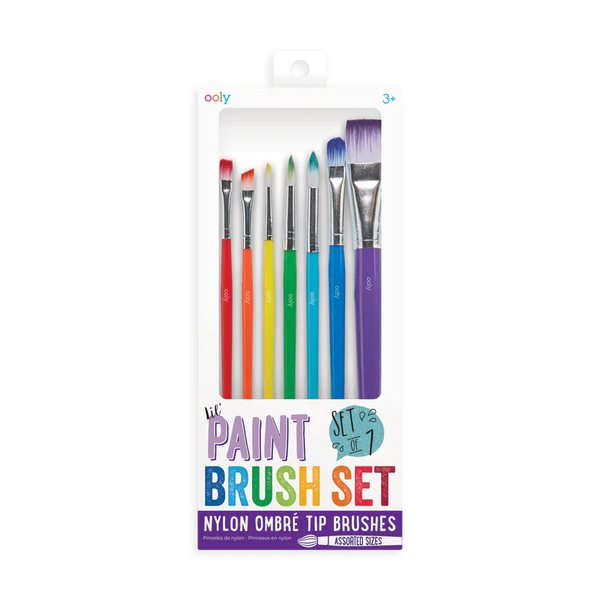 Lil' Paint Brush Set: 7 Nylon Ombre Tip Brushes - Ages 3+