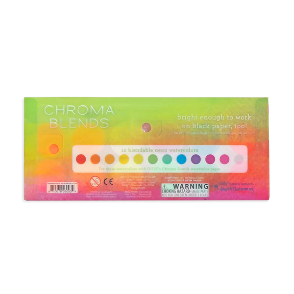 Chroma Blends: 12 Neon Watercolors Set - Ages 6+
