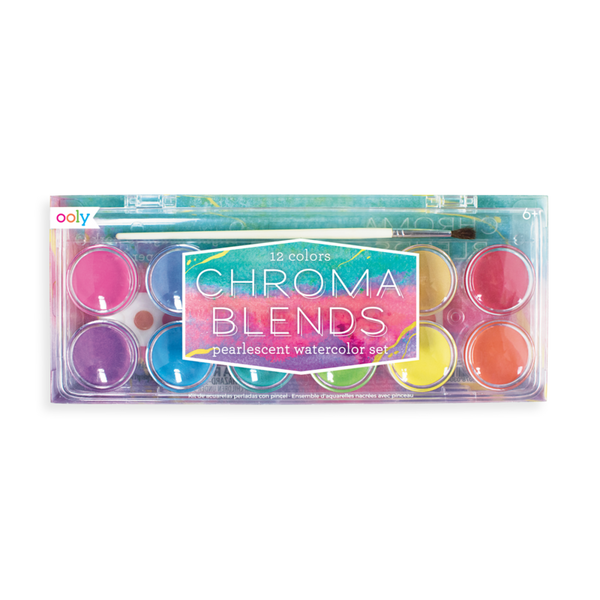 Chroma Blends: 12 Pearlescent Watercolors Set - Ages 6+