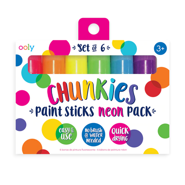 Ooly: Chunkies: 6 Paint Sticks Neon Pack - Ages 3+