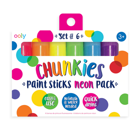 Ooly: Chunkies: 6 Paint Sticks Neon Pack - Ages 3+