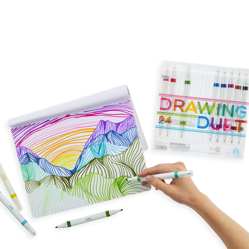 Drawing Duet: 12 Dual Tip Markers / 24 Colors - Ages 6+ – Playful Minds
