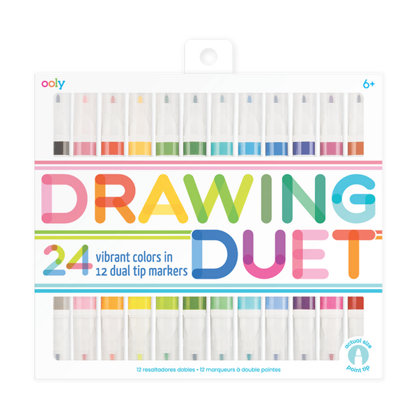 Drawing Duet: 12 Dual Tip Markers / 24 Colors - Ages 6+