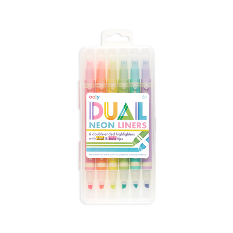 Dual Neon Liners: 6 Double-Ended Highlighters - Ages 6+