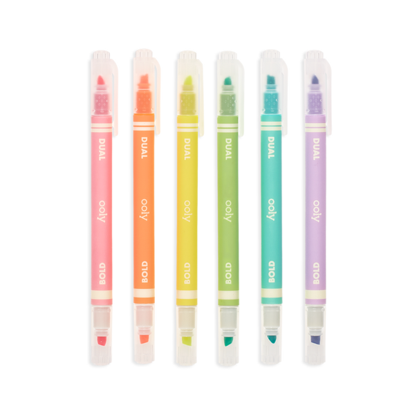 Dual Neon Liners: 6 Double-Ended Highlighters - Ages 6+