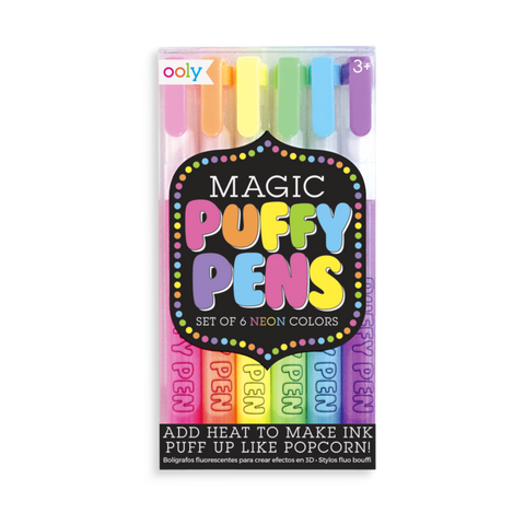 Magic Puffy Pens: 6 Neon Colors - Ages 3+