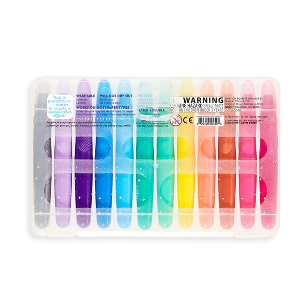 Rainbow Sparkle: 12 Watercolour Gel Crayons - Ages 3+