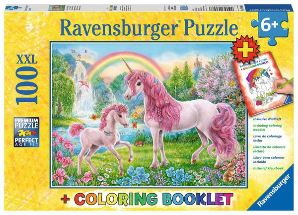 100 Piece Puzzle: Magical Unicorns + Colouring Booklet - Ages 6+