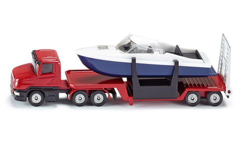 Siku: Low Loader with Boat - Toy Vehicle - Ages 3+