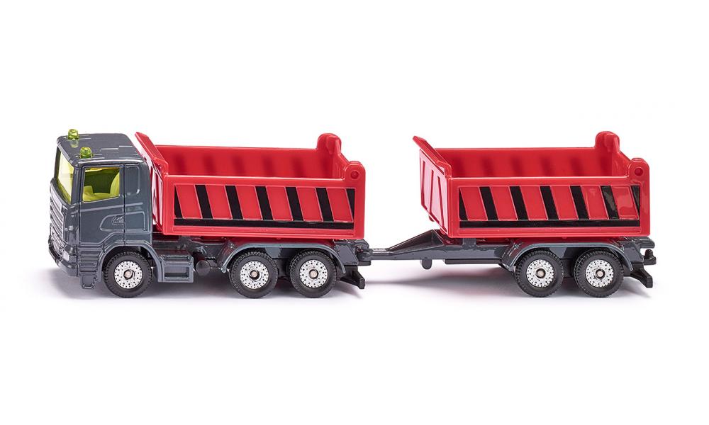 Siku: Truck With Dumper Body and Tipping Trailer (Red & Grey) - Toy Vehicle - Ages 3+