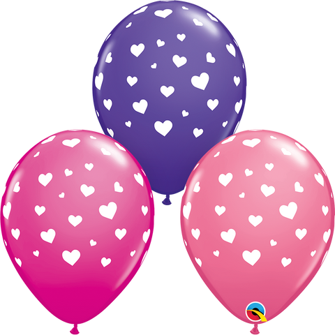 Random Hearts-a-round Latex Balloon 11"