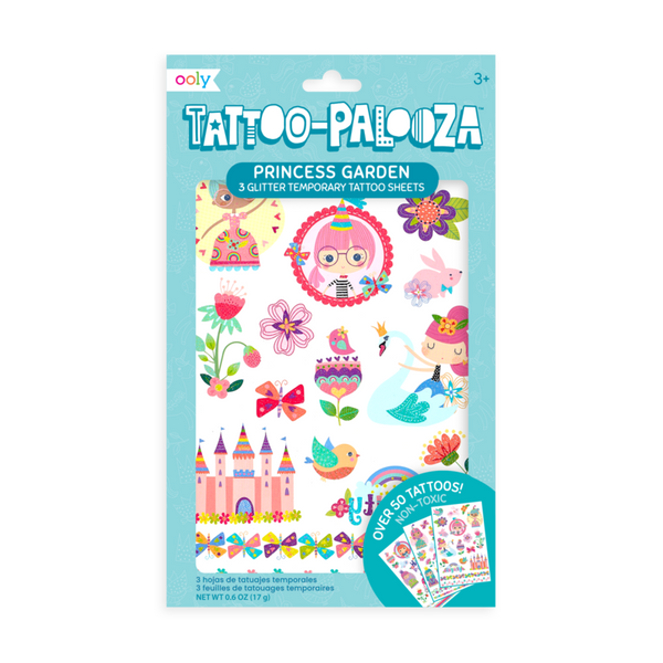 Tattoo-Palooza 3 Temporary Tattoo Sheets: Princess Garden - Ages 3+