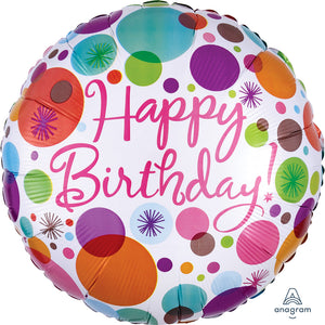 Happy Birthday Polka Dots Balloon 18"