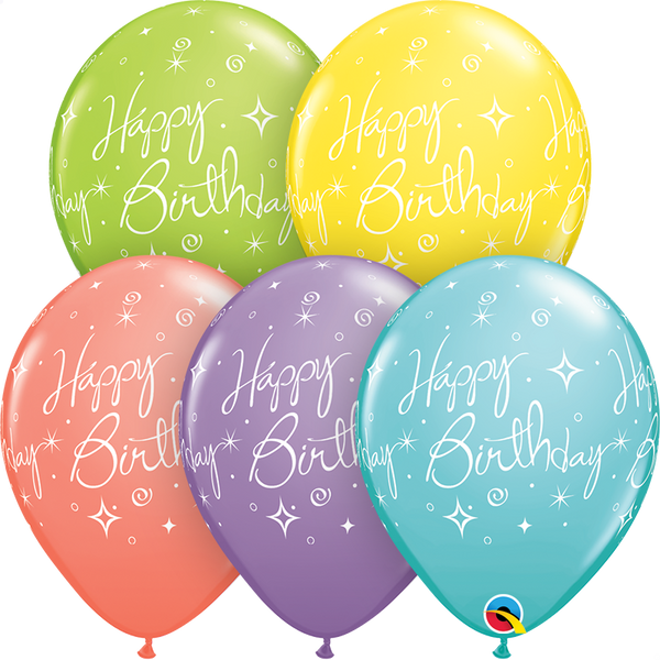 Birthday Elegant Sparkles & Swirls Latex Balloon 11"