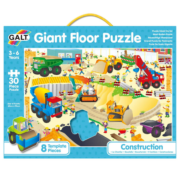 30 Piece Puzzle: Giant Floor Puzzle with 8 Templates Construction - Ages 3+