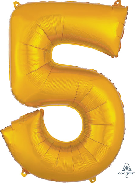 34" Balloon: Giant Number 5 - Multiple Colours Available