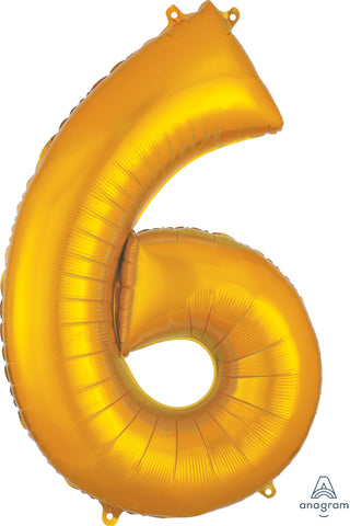 34" Balloon: Giant Number 6 - Multiple Colours Available