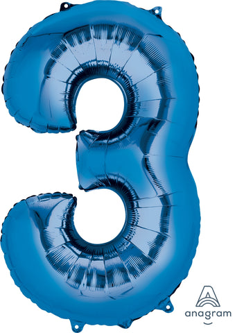 34" Balloon: Giant Number 3 - Multiple Colours Available