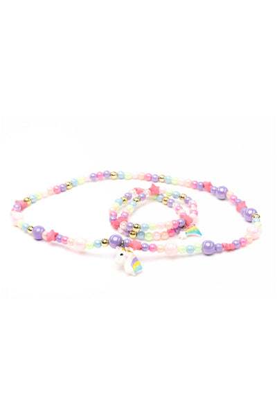 Cheerful Starry Unicorn Necklace & Bracelet Set - Ages 3+