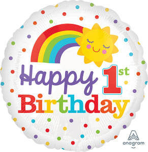1st Rainbow Birthday Balloon 17"