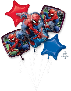 5 Balloon Bouquet: Spider-man