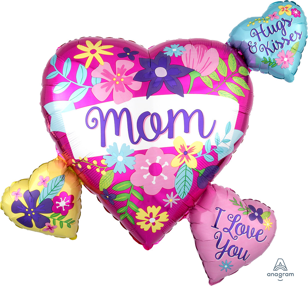 Mom Flowers Heart Cluster Balloon 27"