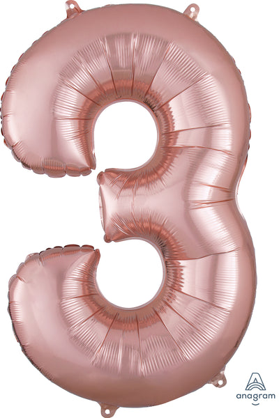 34" Balloon: Giant Number 3 - Multiple Colours Available