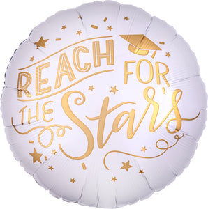 Reach for the Stars White & Gold Balloon 17"