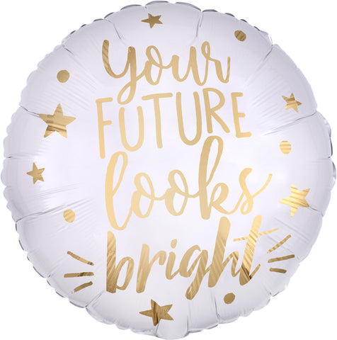Your Future Looks Bright White & Gold Balloon 17"