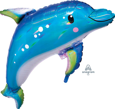 Iridescent Blue Dolphin Balloon 29"