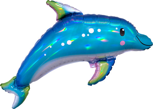 Iridescent Blue Dolphin Balloon 29"
