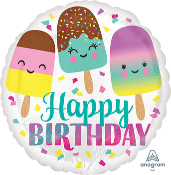 Happy Ice Cream Birthday Balloon 17"