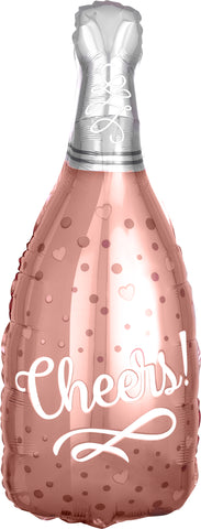 Cheers Rose Bottle Balloon 26"