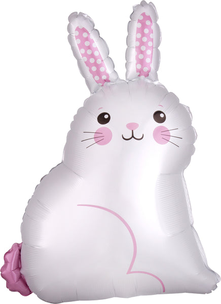 22" Balloon: White Satin Bunny
