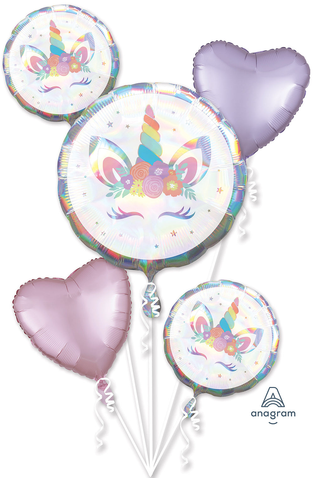Unicorn Party Iridescent 5 Balloon Bouquet