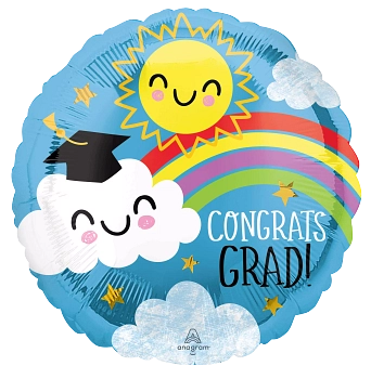Congrats Grad Rainbow Balloon 17"