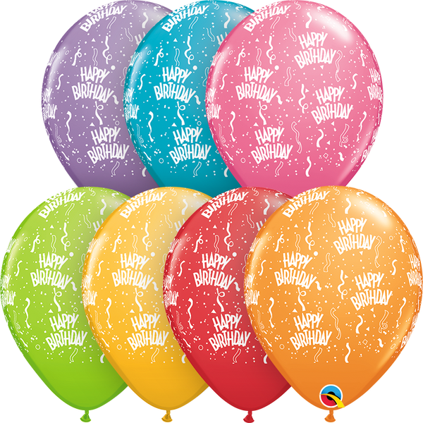 Birthday-a-Round Latex Balloon 11": Multiple Colours Available