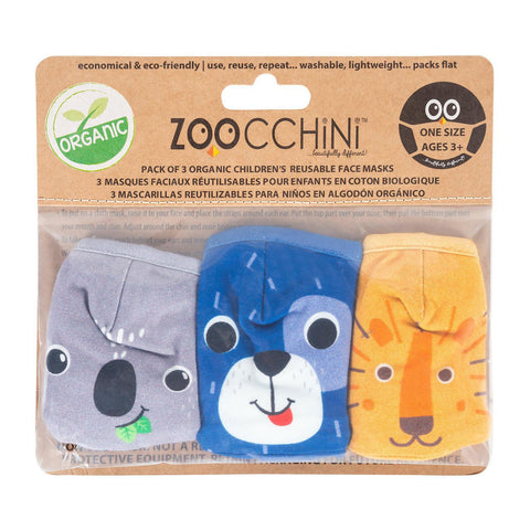 Pack of 3 Organic Children's Reusable Face Masks - Ages 3+