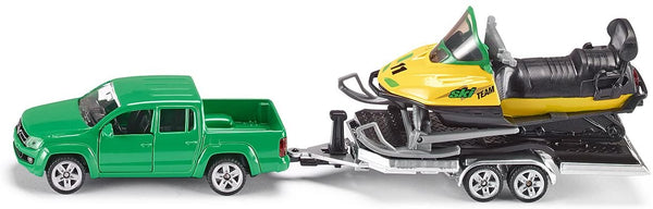 SIKU Car with Trailer and Snowmobile - Toy Vehicle - Ages 3+