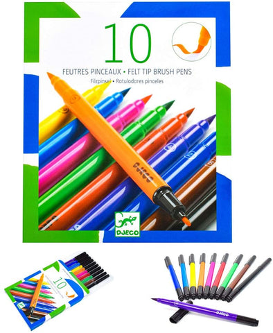10 Felt Tip Brush Pens - Ages 6+