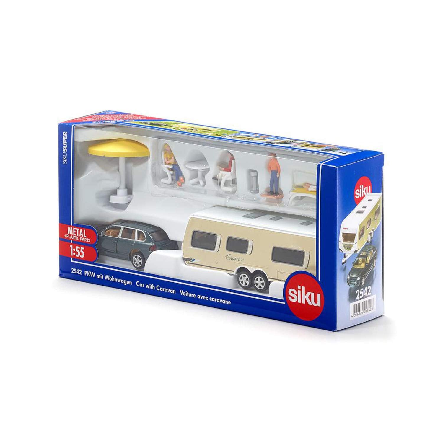 SIKU Car with Caravan - Toy Vehicle - Ages 3+