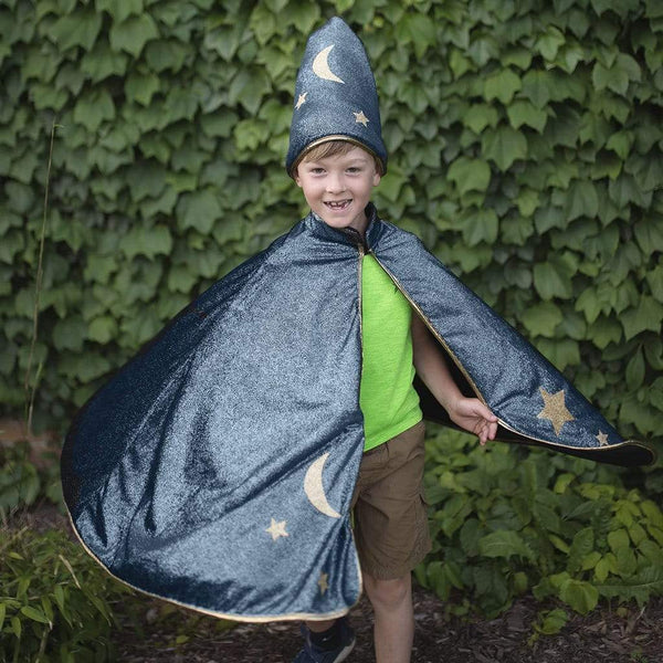 Starry Night Wizard Cape & Hat Set - Multiple Sizes Available