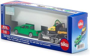 SIKU Car with Trailer and Snowmobile - Toy Vehicle - Ages 3+