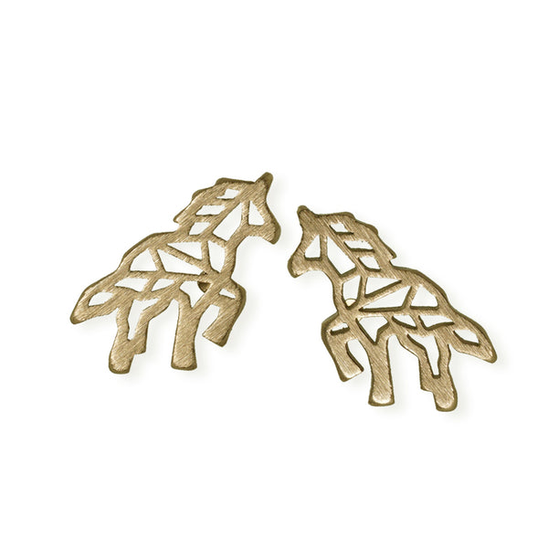 Leaping Unicorn Origami Earrings: Available in Multiple Finishes